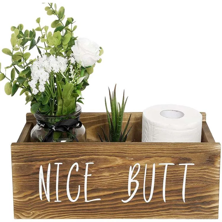 

Nice Butt Bathroom Decor Box, Toilet Paper Holder, Farmhouse Rustic Wood Box Crate Storage Bin, Customized color