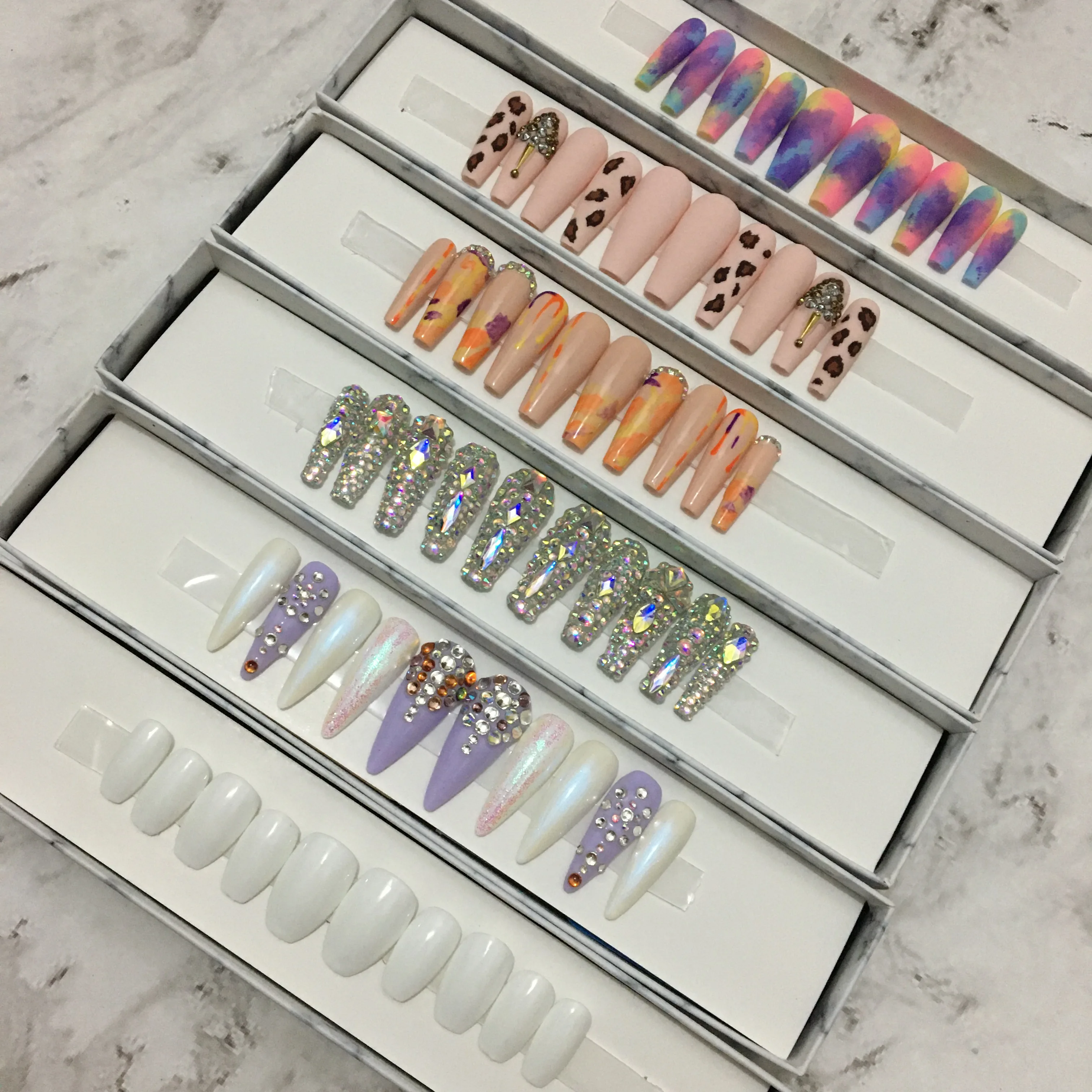 

Wholesale Long Coffin Press On Artificial Custom Luxury Colorful Matte Ballerina False Nails Press On Nails, Customers' requirements