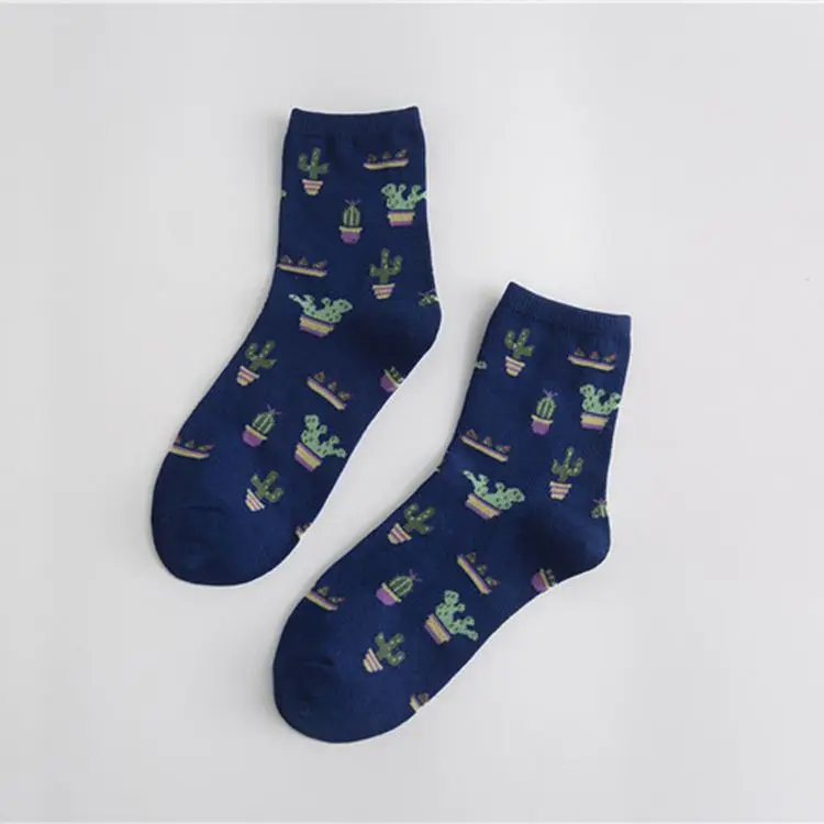 
Cartoon Plant Cactus Pattern Socks Girl Comfortable Cute Cotton Casual Soft Socks sokken Warm Short Socks Women 