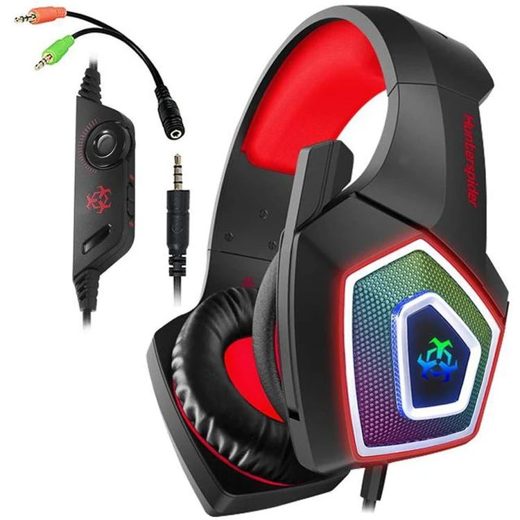 

Best Price Headphone V1 3.5mm RGB Colorful Luminous Wired Computer Gaming Headset Earphone
