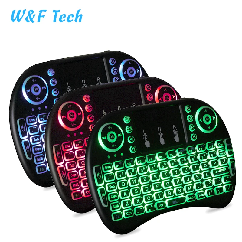 

Wholesale mini keyboard 2.4G Wireless i8 backlit 7-RGB light air mouse For Android Tv box mini PC Set top Box