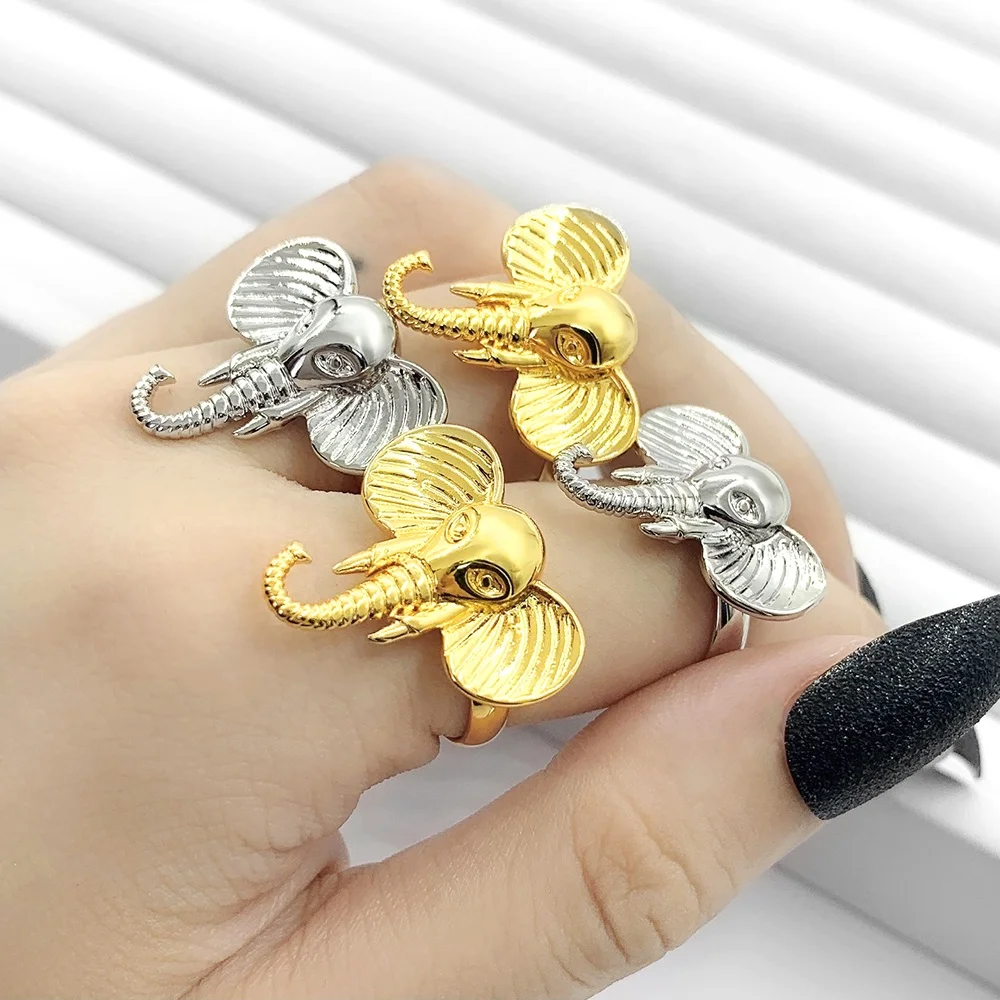 

Religion Faith Vintage 18K Gold Plated Ring God Elephant Finger Rings Jewelry