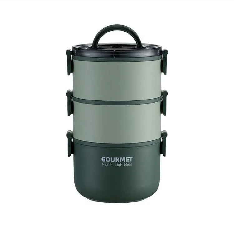 

SY Biodegradable and Durable Office Worker Student Portable Three Layers PP Stainless Steel Bento Lunch Box, Colorful