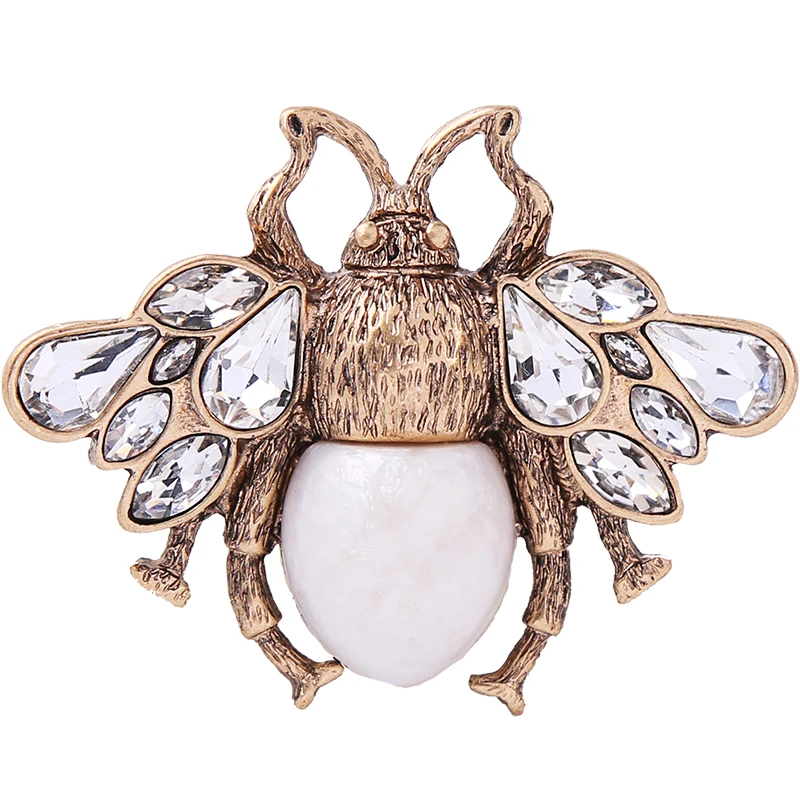 

ts00197 2 Creative Retro Enamel Pearl Diamond Moth Insect Brooch For Women 2021