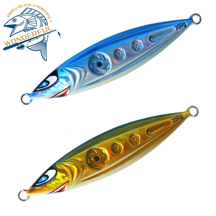 

High Quality 150g 200g 250g Hard Metal 4 Colors Offshore Luminous Boat Fishing Sinking Lead Slow Jigging Lure