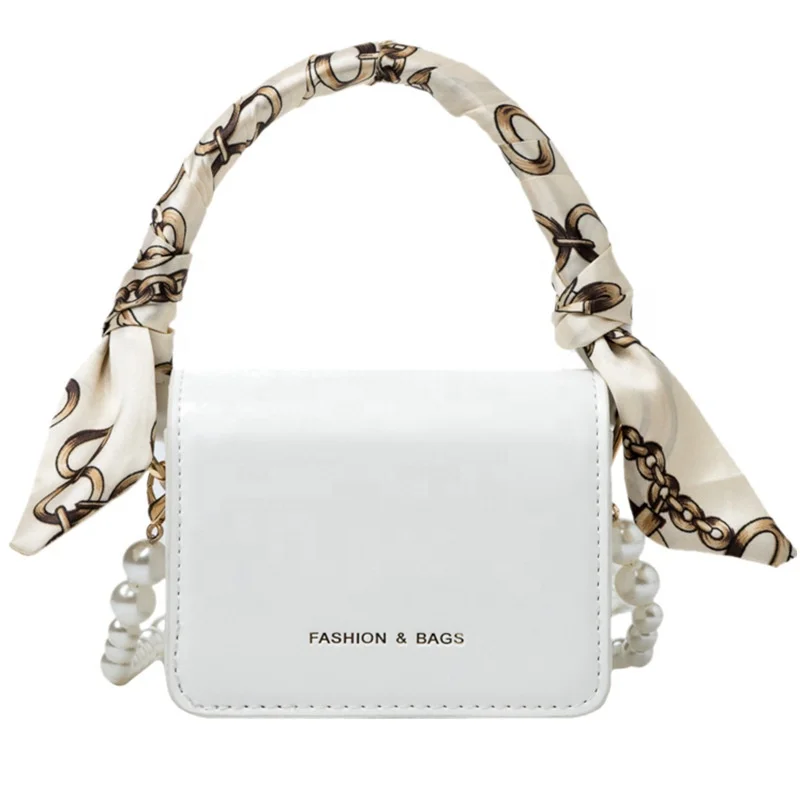 

ANMAI Popular Bag Female Summer 2021 New Trendy Fashion Chain Messenger Bag Pearl Portable Small Square Bag, Solid color