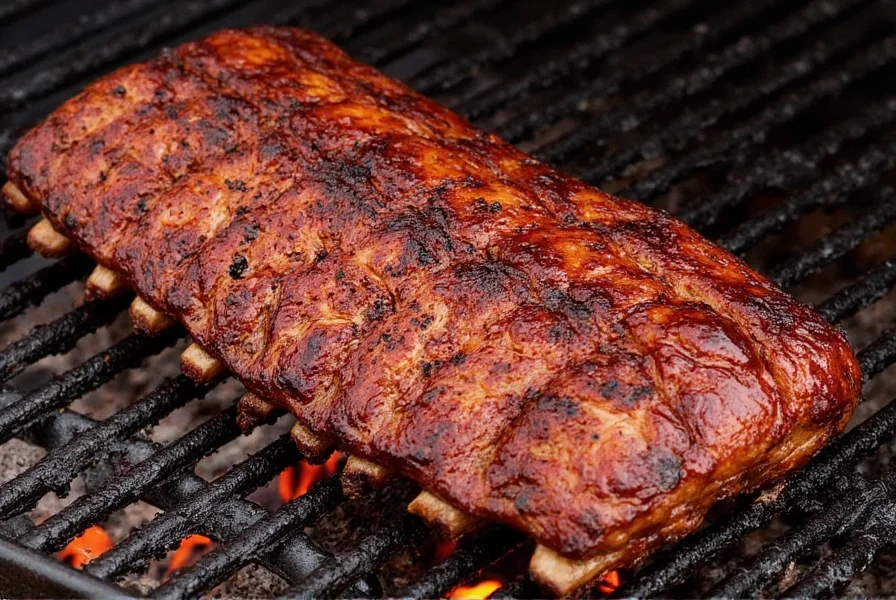 Homemade barbecue sauce being brushed onto ribs