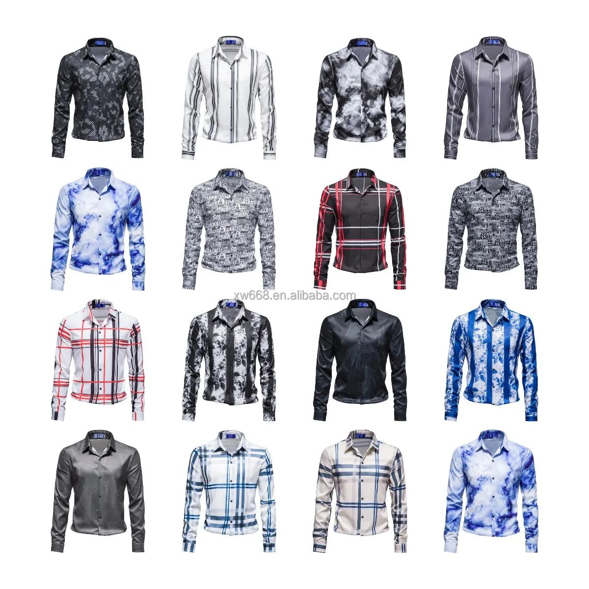 

Fall 2022 Men's Shirt Hawaiian Casual Print long-sleeve lapel button-down shirt