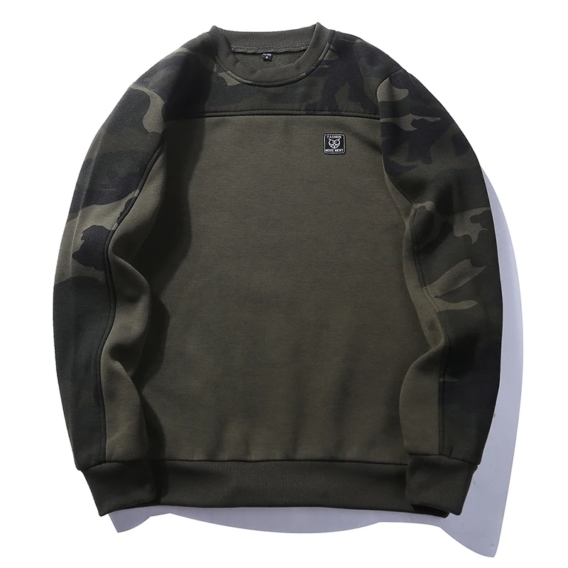 

LEVEL WY09 Comfortable Long-sleeved Round Neck Crewneck Sweatshirt Camo Sweater For Men, 3 colors