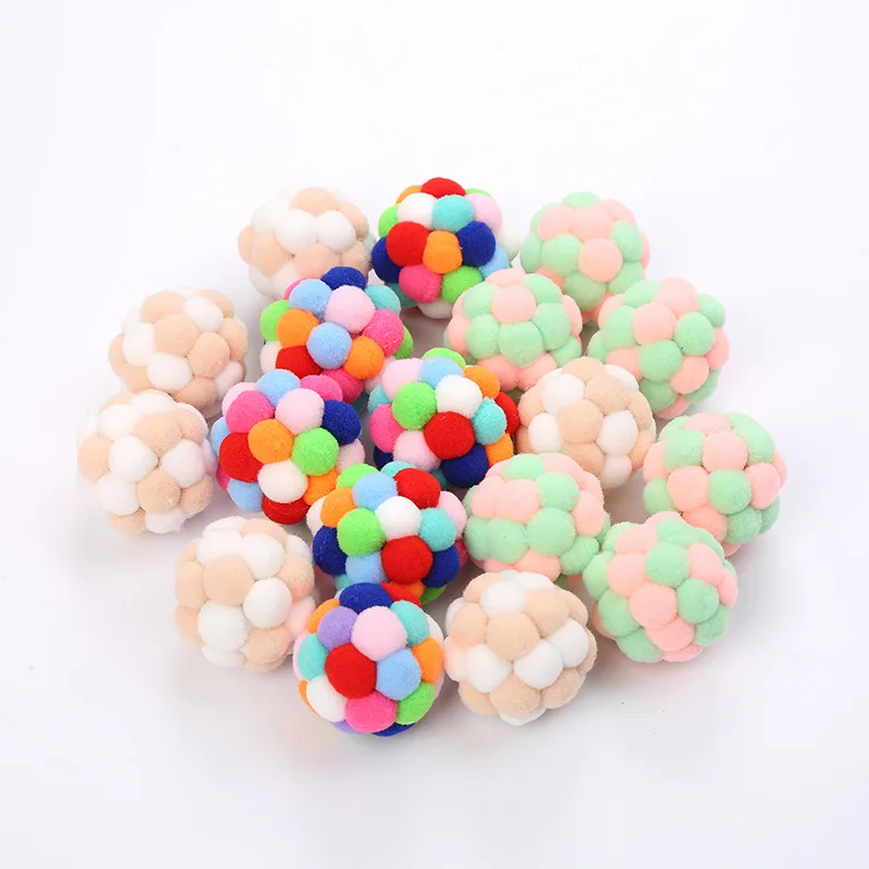 

Pet supplies Colorful Bouncy Cat Toys Plush sonorous cat Ball interactive toys, Picture