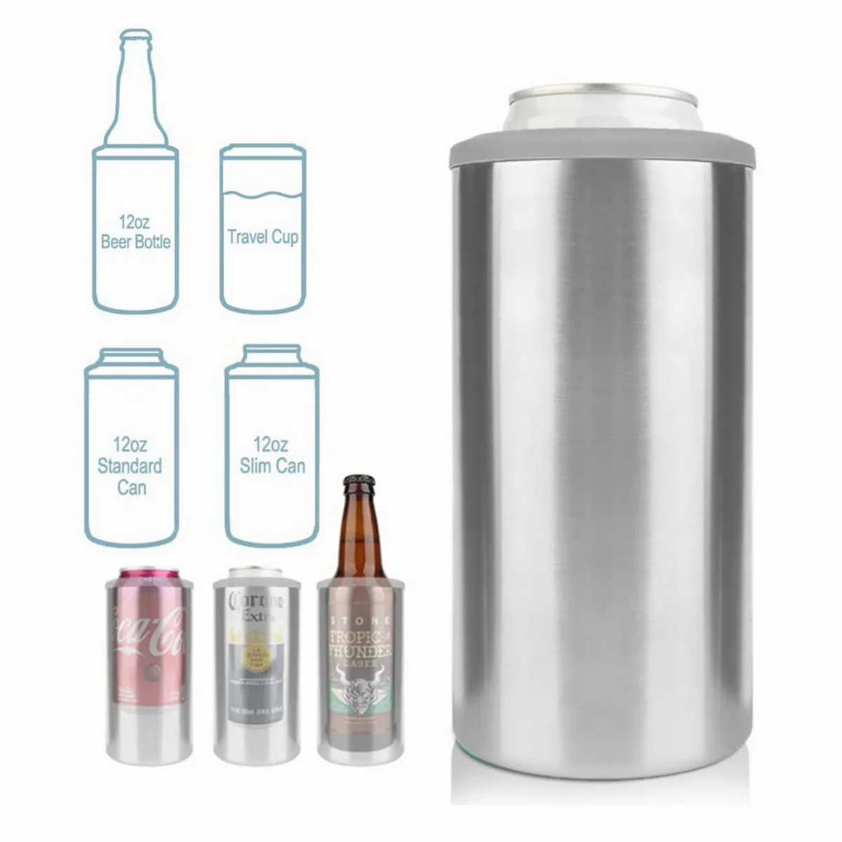 

custom 3 in 1 stainless steel triple double insulated 12 oz slim can cooler holder, Customized color acceptable