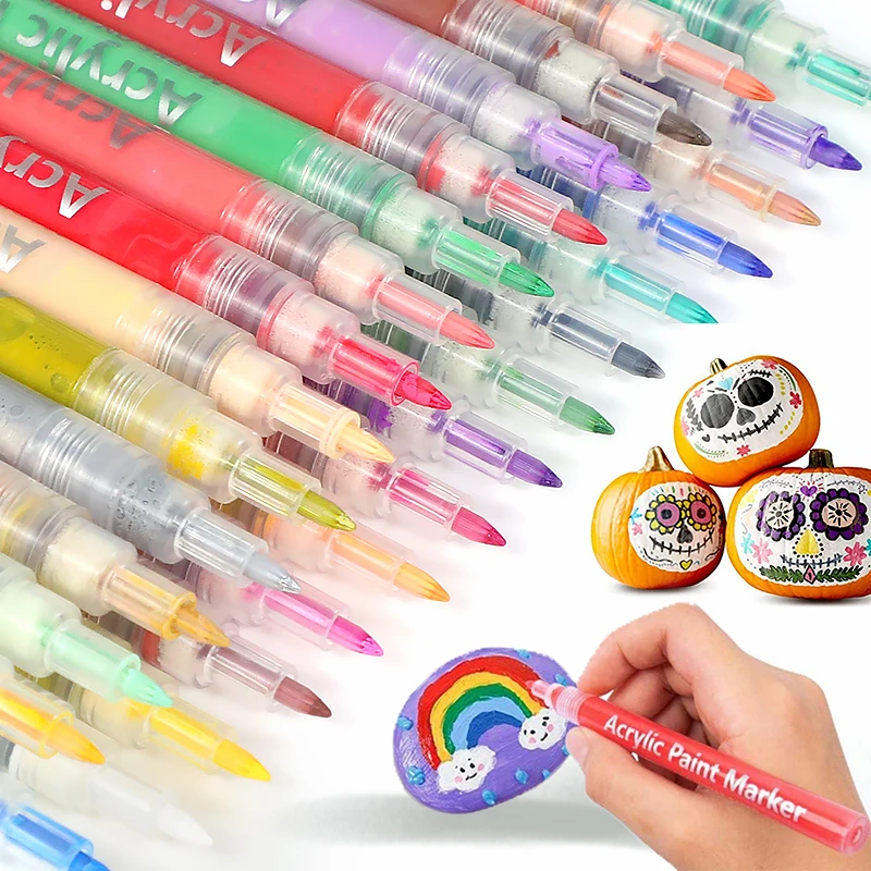 

Water-based Permanent Sketch Marker Pens Colorful Permanent Water Resistant High Cover Color Acrylic Paint Markers