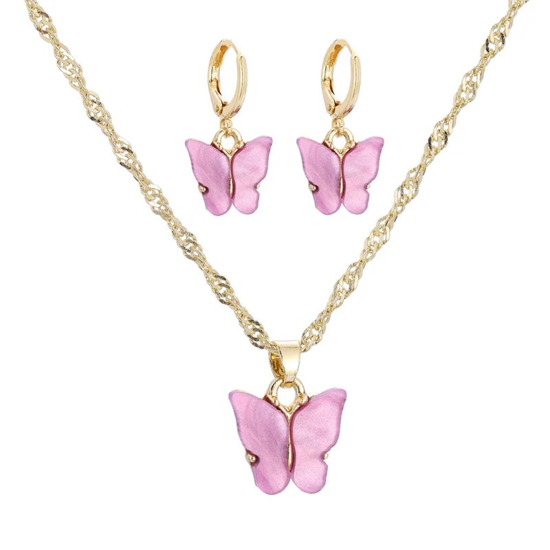 

3Pcs Set Women New Fashion Jewelry Gifts Gold Color Butterfly Pendant Necklaces Chain Simple Butterfly Necklace