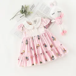 wholesale boutique baby clothes pink bear pattern 