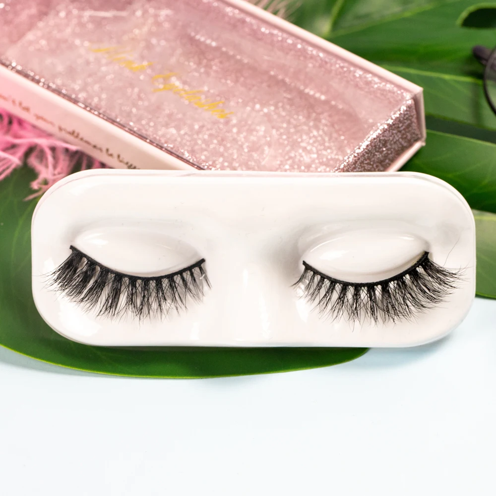

Wholesale cruelty free 3d mink eyelashes private label eyelash box pink glitter custom package box of lash, Black