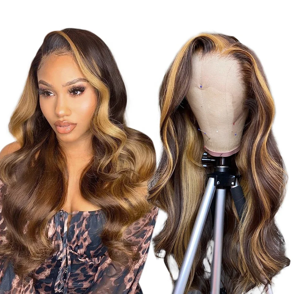 

Highlight Lace Front Human Hair Wig with Baby Hair Hd Lace Deep Body Wave Wig Hairline Honey Blonde Transparent Frontal Lace Wig