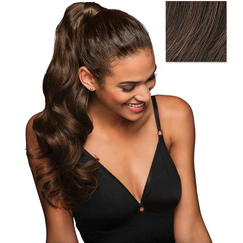 

High quality ash brown wrap around hollywood wave ponytail, All colors