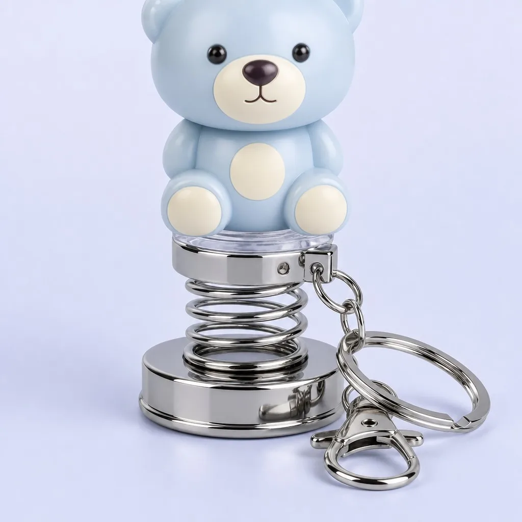Baby Blue Bear Spring Bobblehead Keychain