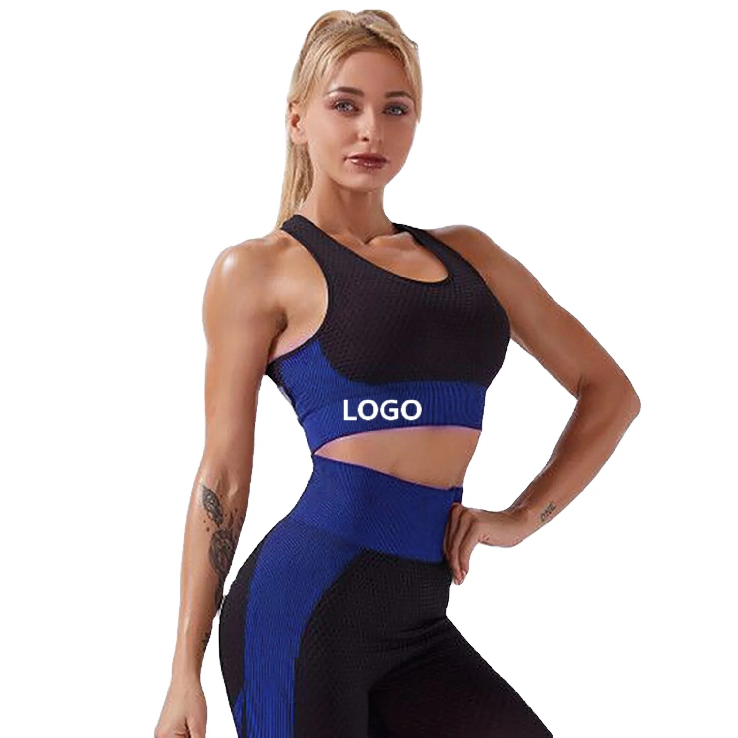

Seamless fitness bra women's high elastic contraction sports no steel ring personalized LOGO pattern tight yoga top