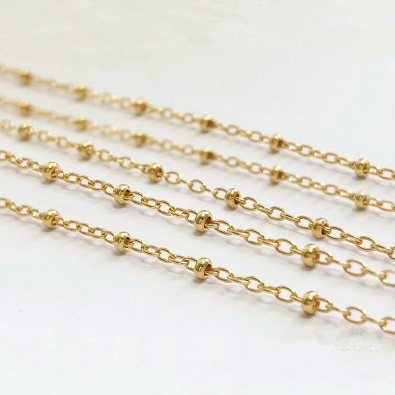 

Permanent jewelry 14K Gold Filled Bulk Chain 1.35mm round cable chain with ball chain jewelry making supplies