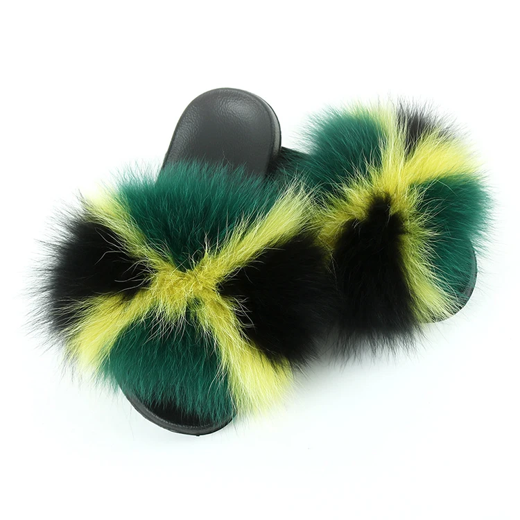 

Wholesale Resell New Fox Fur Design Hot Sale With Good Quality Ladies Outdoor Sandals on Beach, 6 colors as pictures