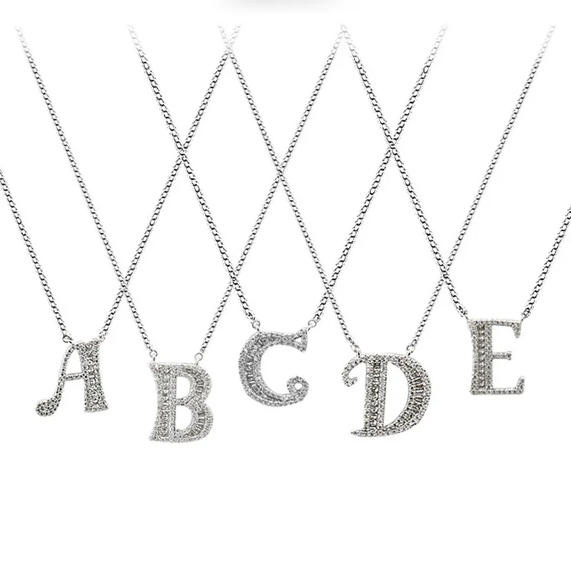 

Fashion jewelry 925 Sterling Silver 26 Initial Letter Gold Plated necklace, Silver color