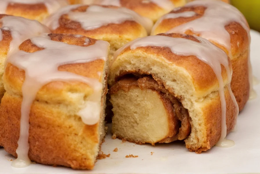 Apfel-Zimtschnecken mit Querschnitt der Glasur