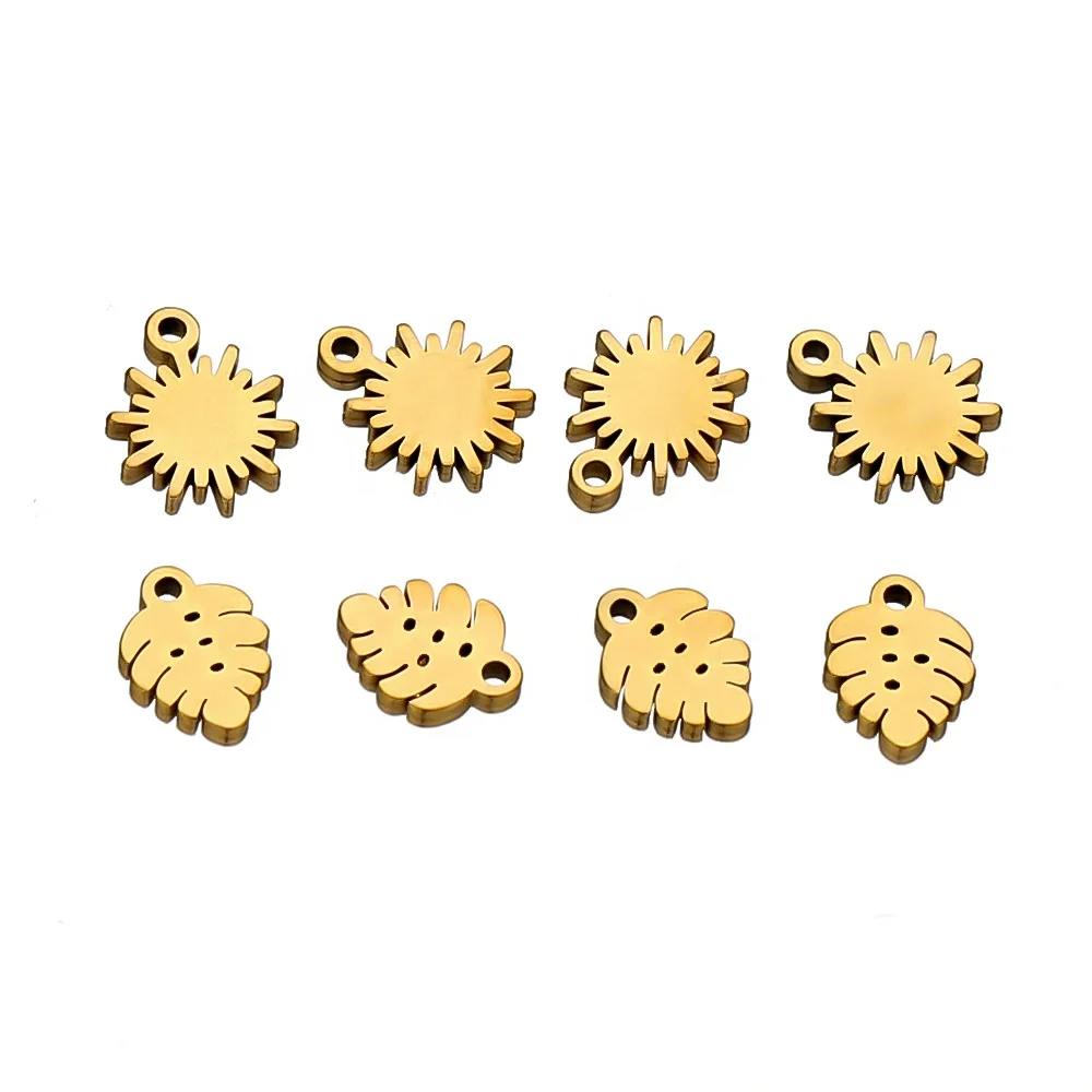 

20Pcs Stainless Steel Leafage and Sunflower Charms Pendants For DIY Jewelry Findings Necklace Accessories Earrings Supplies