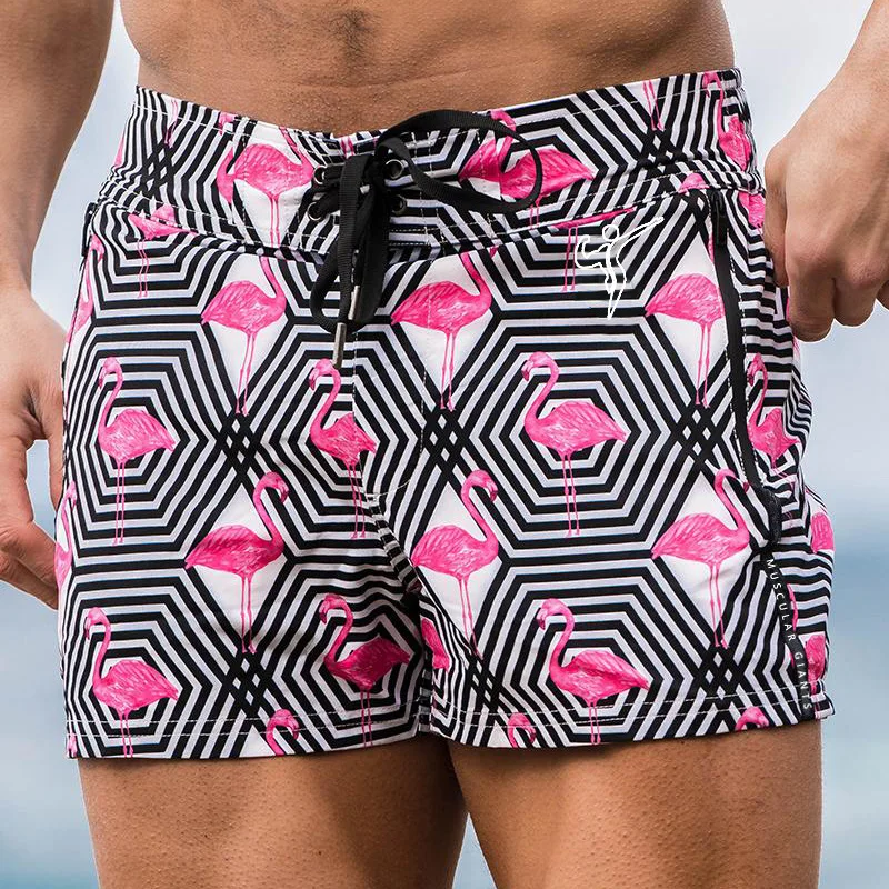 

Mens summer floral beach shorts men polyester running shorts men's swim wear Trunk shorts