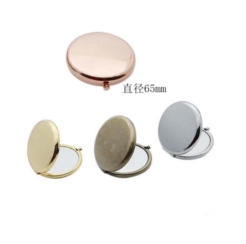 

portable metal makeup hand mirror round mini pocket mirror rose gold Folding double-sided beauty mirror, Silver,gold,rose gold