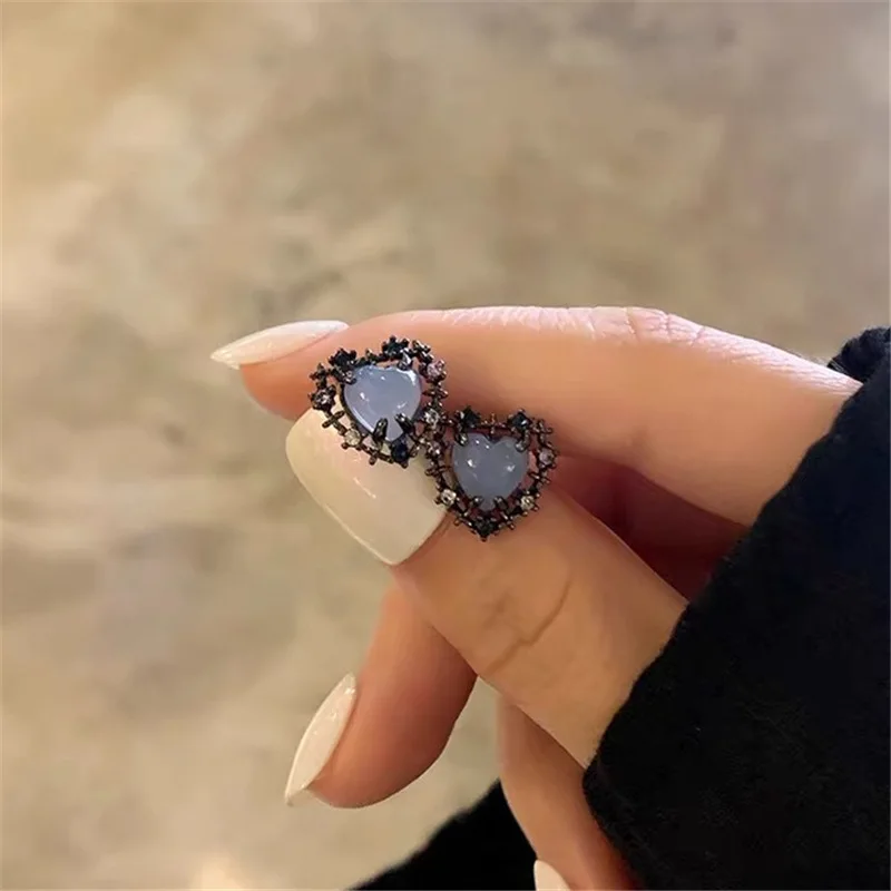 

Vershal 2020 Fashion Korean Zircon Heart 925 Sterling Silver Earrings Vintage Jewelry For Women