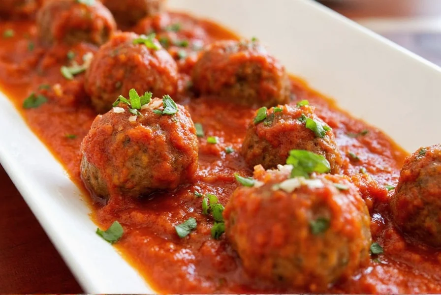 Spanish Albondigas Meatballs on a plate with saffron sauce