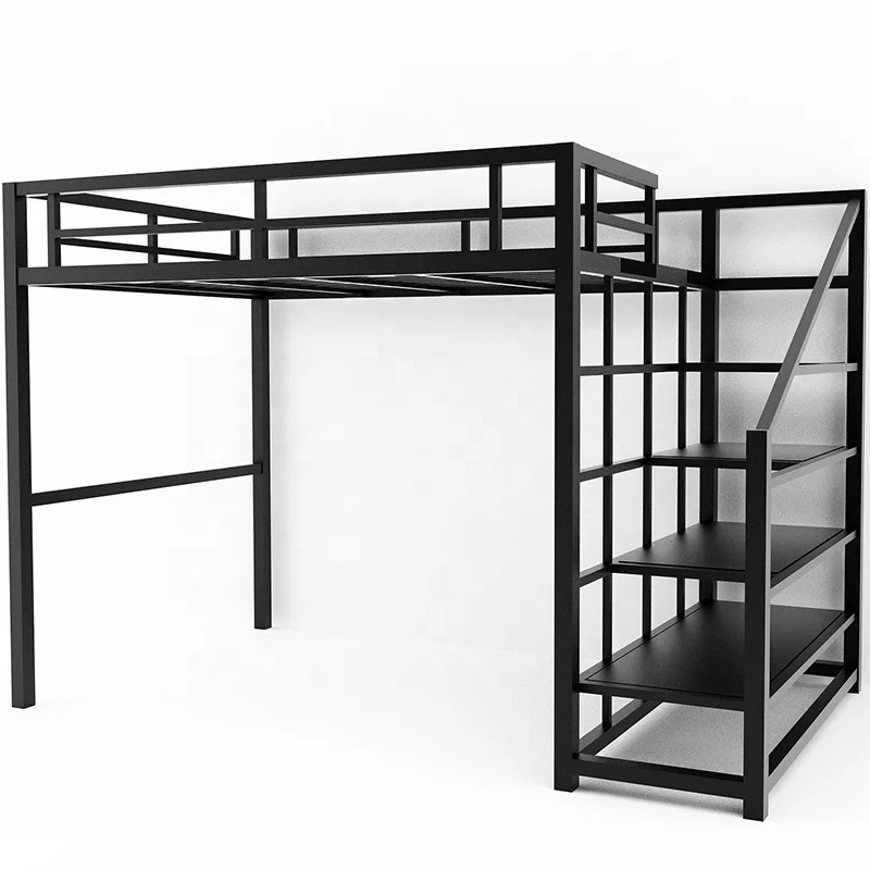 Single Queen King Dorm Adult Student Metal Bed Frame Adult Loft Bed