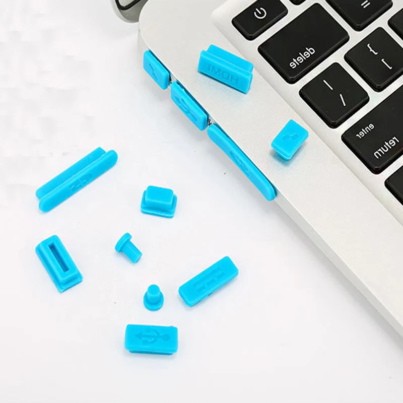 

Silicone Data Port Anti Dustproof Plug 11Air 13Air 13 Pro dust plug Stopper Cover Set For Laptop For Apple Macbook 12pcs/set, Black,white,blue,orange,green,purple
