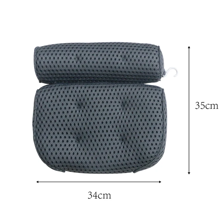 

Luxury nonslip 4D mesh spa bath pillow for bathtub for bathroom leisure time, Black