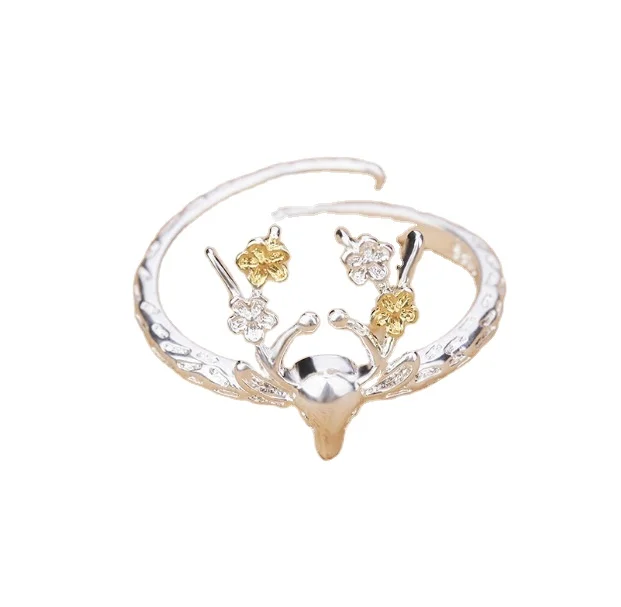 

Hot Sale Stylish Antler Rings Jewelry Women Sterling Silver Fashion Ring, Silver color