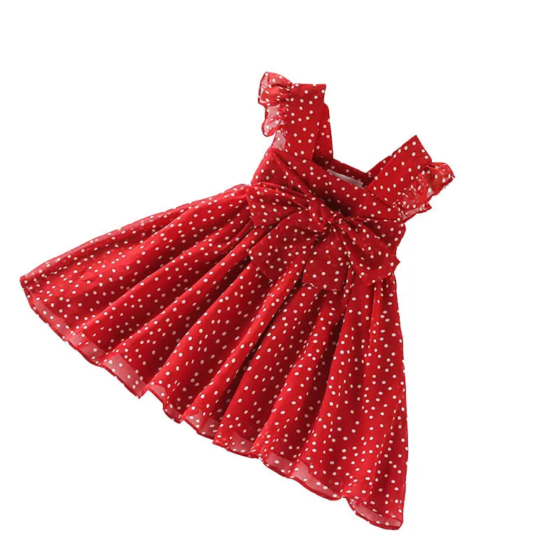 

Girls dress summer new style Korean chiffon polka dot fashion princess dress