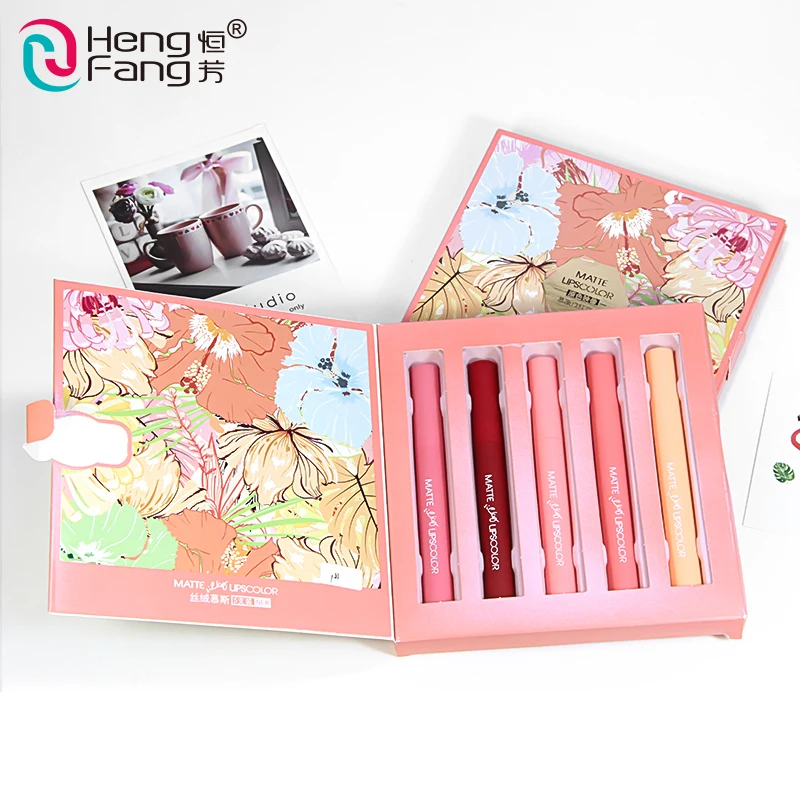 

Hot Selling Makeup Mousse Smooth Velvet Texture 5 color lipstick set makeup, 5 colors