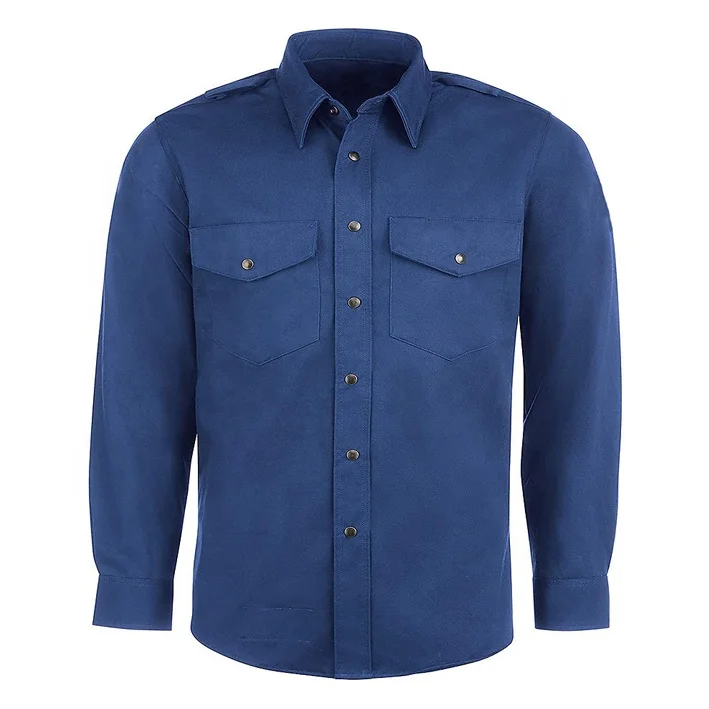 

Custom logo half button front heavy cotton high quality bar tacks on pockets work shirt casual shirts for men2021