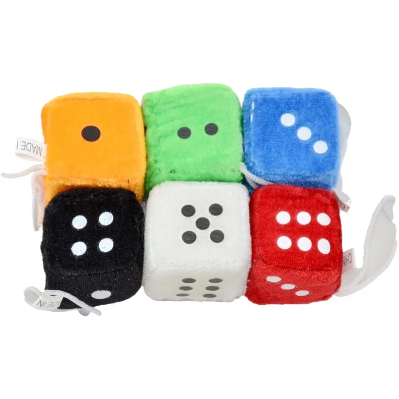 

EEX061 Custom Car Hanging Dice Plush Fuzzy Dice Plush Pendant Car Mirror Soft Plush Toys 10cm Stuffed Sponge Dice Plush Toys