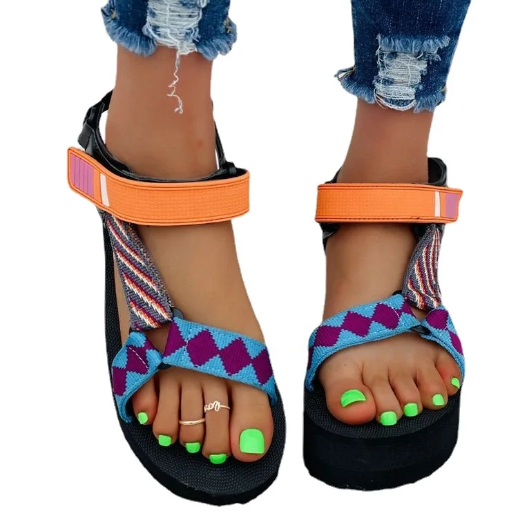

Dropshipping Summer Outdoor Street Female sandals 2021 Ankle Wrap Open Toe Heigth Increasing Women Platform Sandals