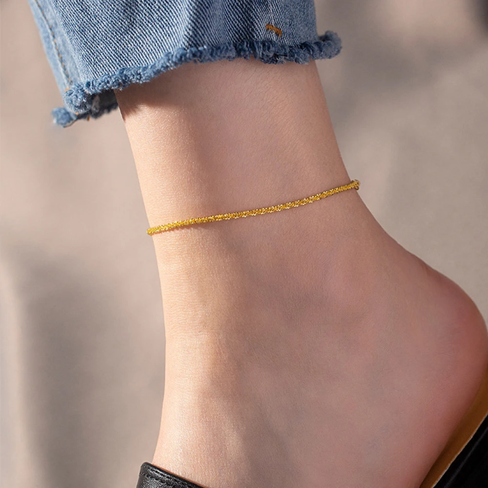 EManco NEW Glitter Anklet 316L Stainless Steel 14K Gold Plated Trendy Party Jewelry for Women