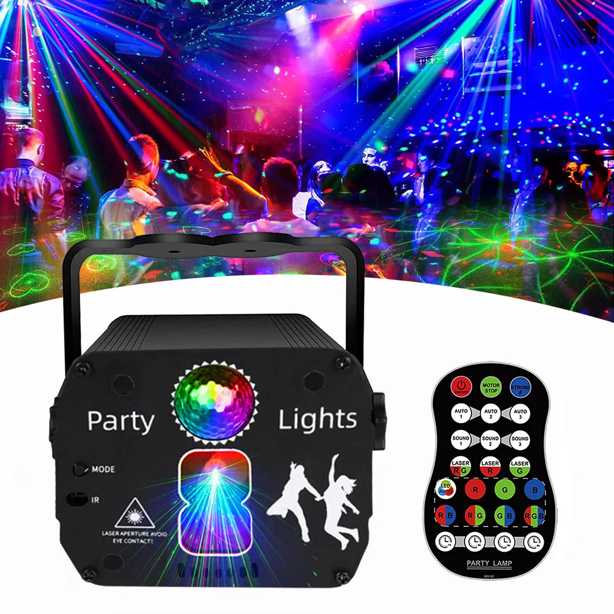

Rave Party Laser Light DJ Strobe Lights Remote Music Lamp Projector For Christmas Halloween Decorative Effect Holiday Lighting