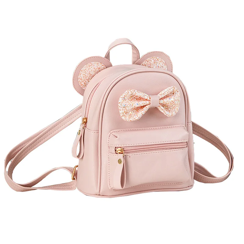 

Small PU Leather Latest Fashion Mini School Bags for Girls with Bowknot Decoration kids backpack, As picture