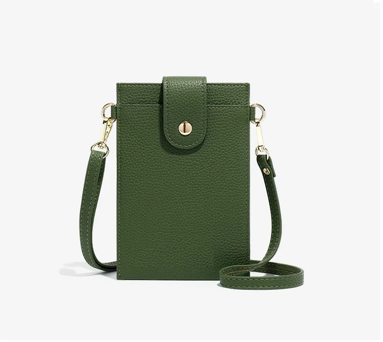 

New trendy girls pebble leather mobile phone pouch women small sling bag phone crossbody bag