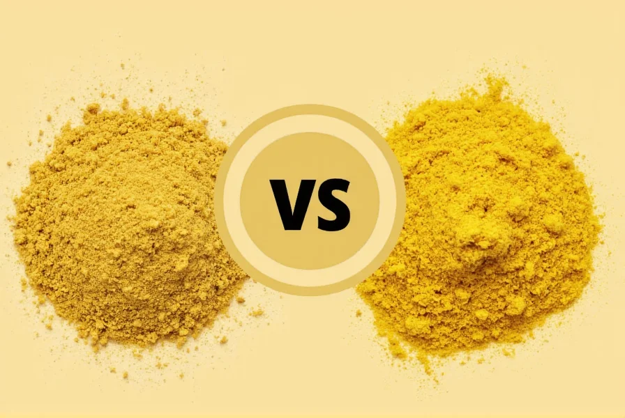 Recipe ingredients showing dry mustard powder being measured into a bowl with other spices