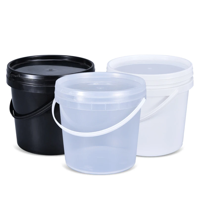 

2liter Food Plastic Bucket With Lid, Transparent,white,black