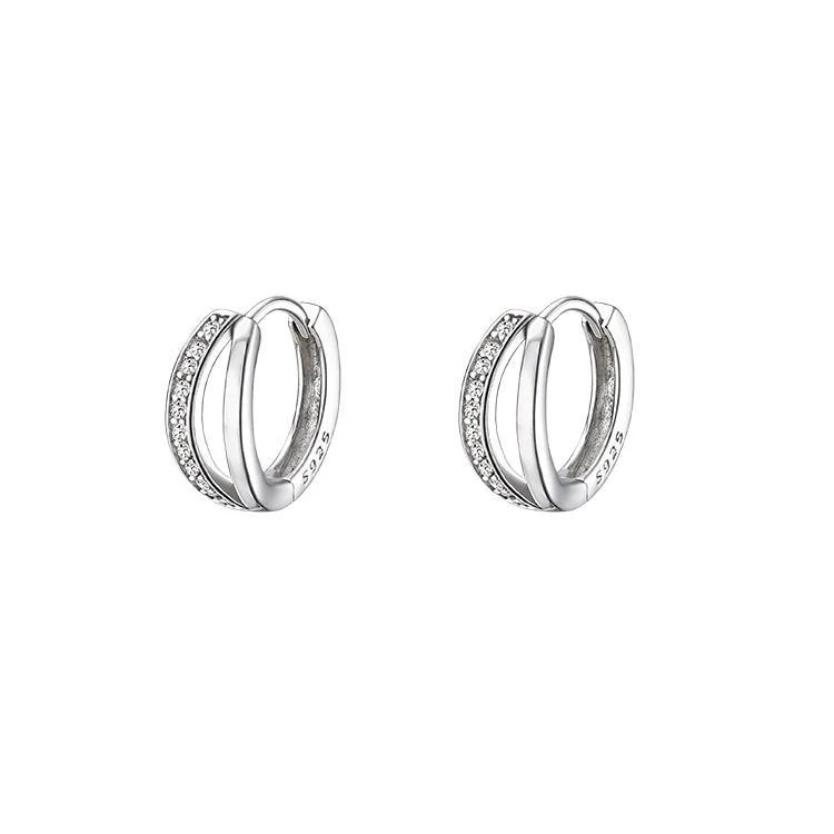 925 Sterling Silver Geometric hoop Earrings For Women Fashion Jewelry 2022