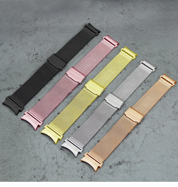 

20mm Stainless Steel Metal Mesh Replacement Bracelet Milanese Strap Bands For Samsung Watch 4 Black Gold Strap, Many colors are available