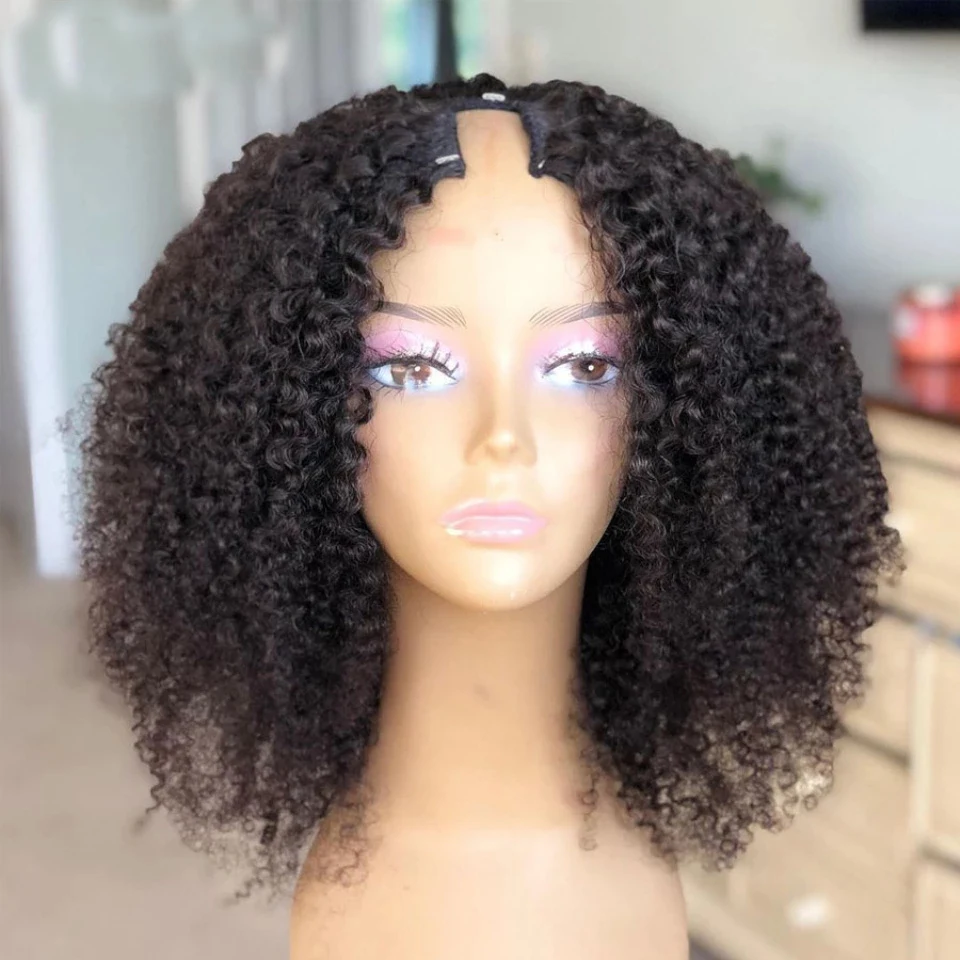 

Curly 1*3 2*4 U Part Wigs 100% Brazilian Virgin Hair Natural Color Bob Human Hair Wigs upart wigs